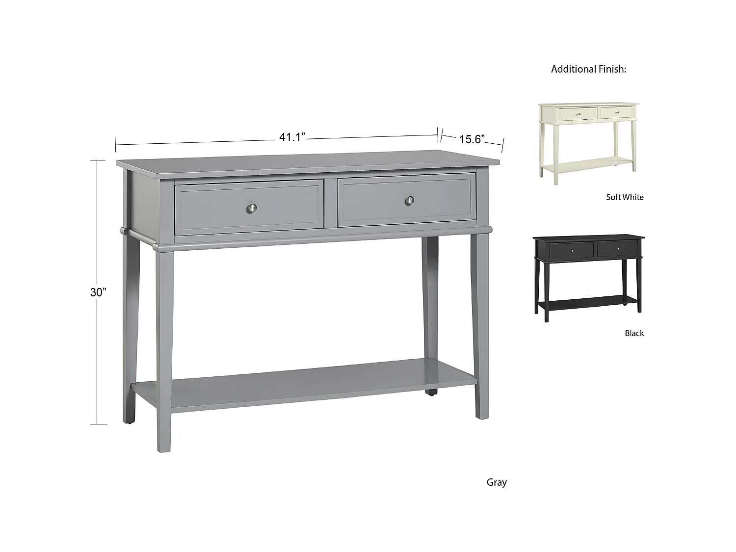 Franklin | Table console avec 2 tiroirs en MDF noir