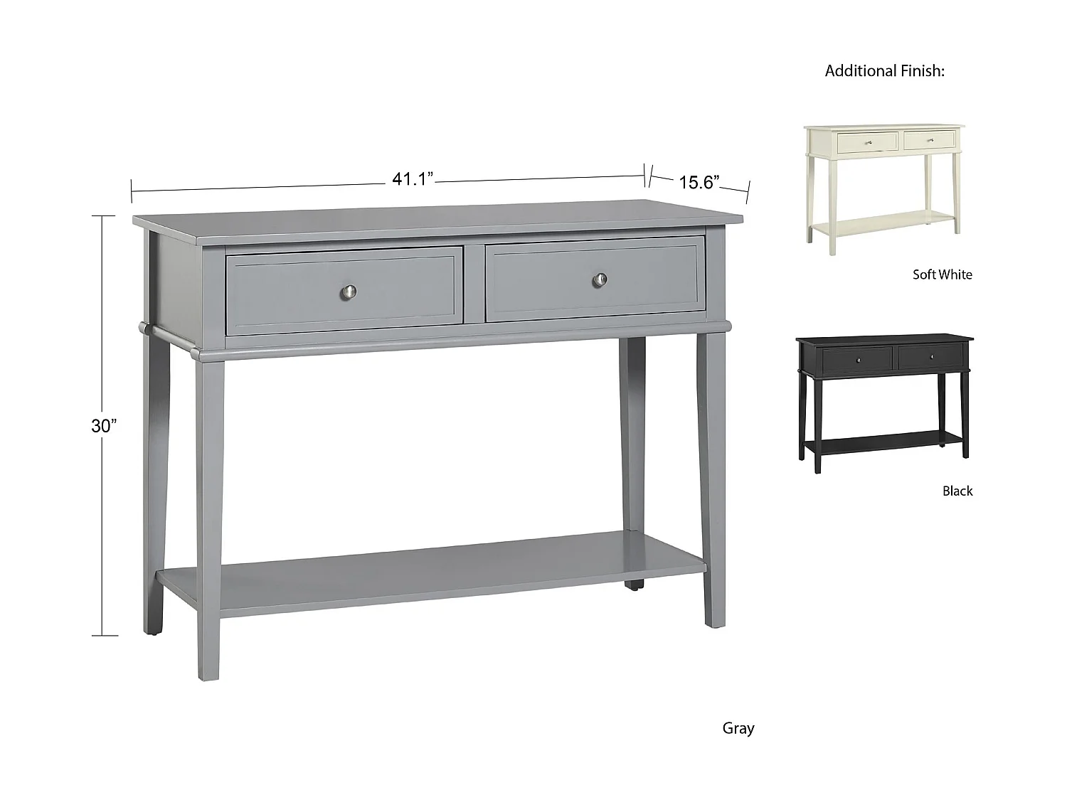 Franklin | Table console avec 2 tiroirs en MDF noir