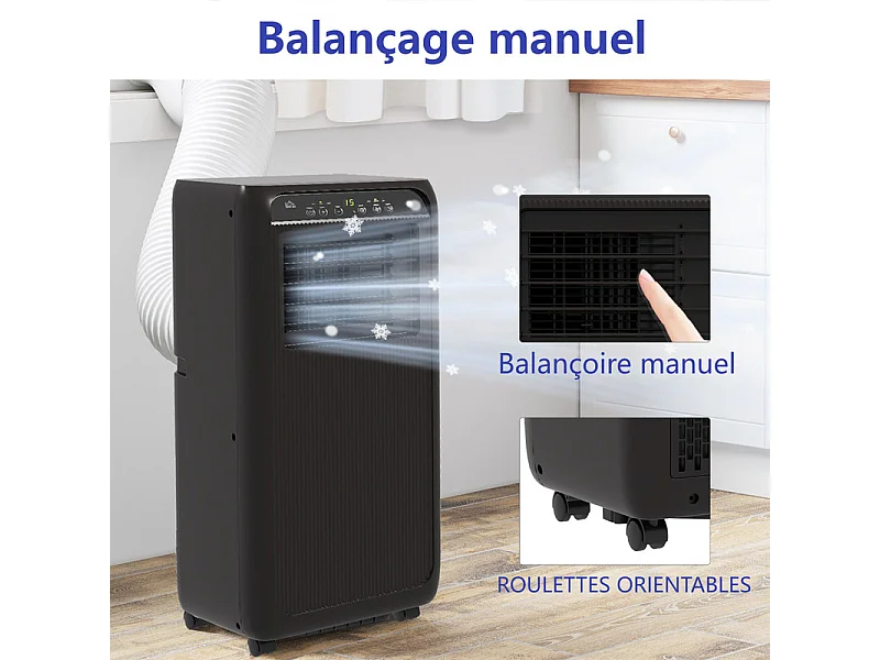 Ar Condicionado Portátil 3 EM 1, 9000BTU, com Temporizador, Display LED e Controle Remoto, Refrigeração, Ventilador, Desumidificador