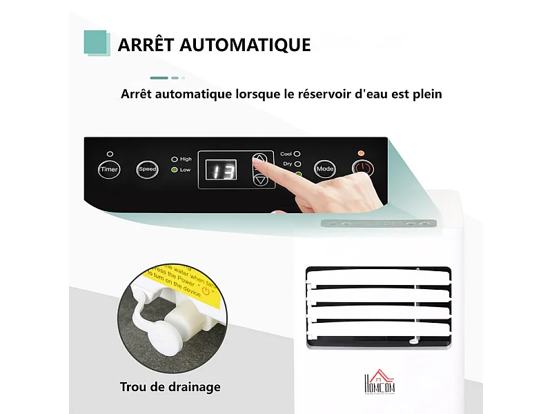 Climatiseur Mobile 3 EN 1, avec Affichage LED et télécommande, Refroidissement, Ventilateur, Déshumidificateur, Mode Nuit, 7000BTU