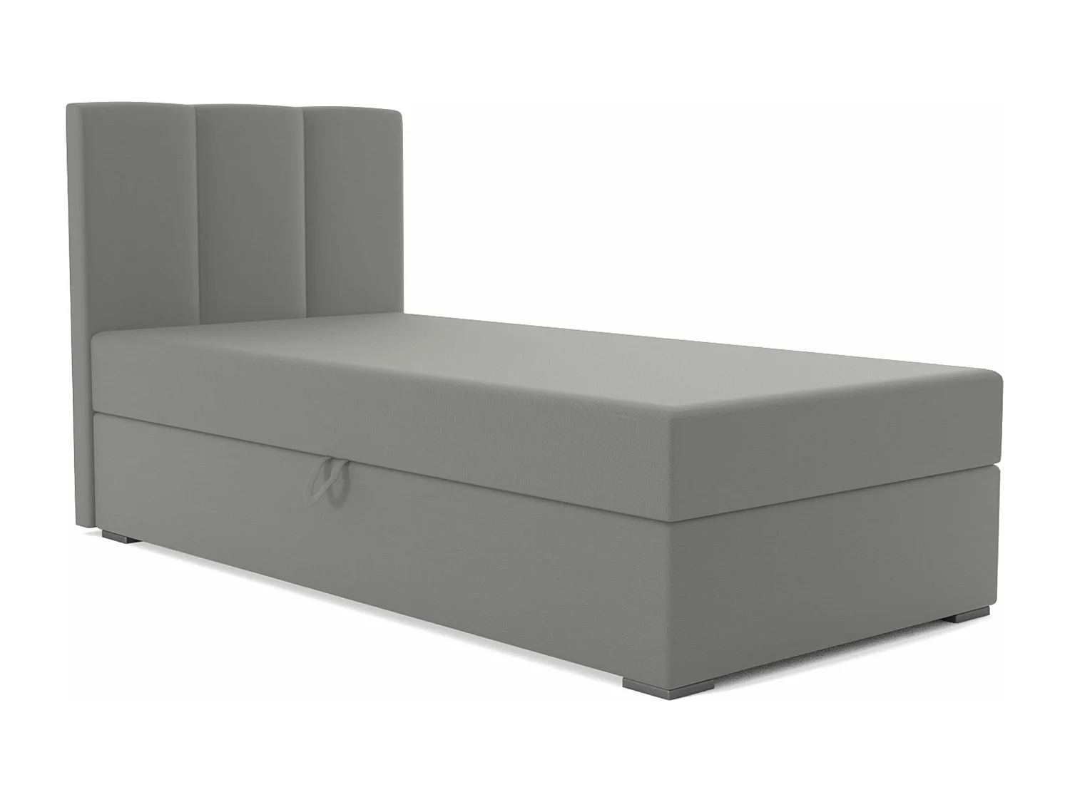 LIT BOXSPRING avec coffre de rangement Monaco Mini Basic côté gauche, 100x200 cm, Soft 29 (Gris)