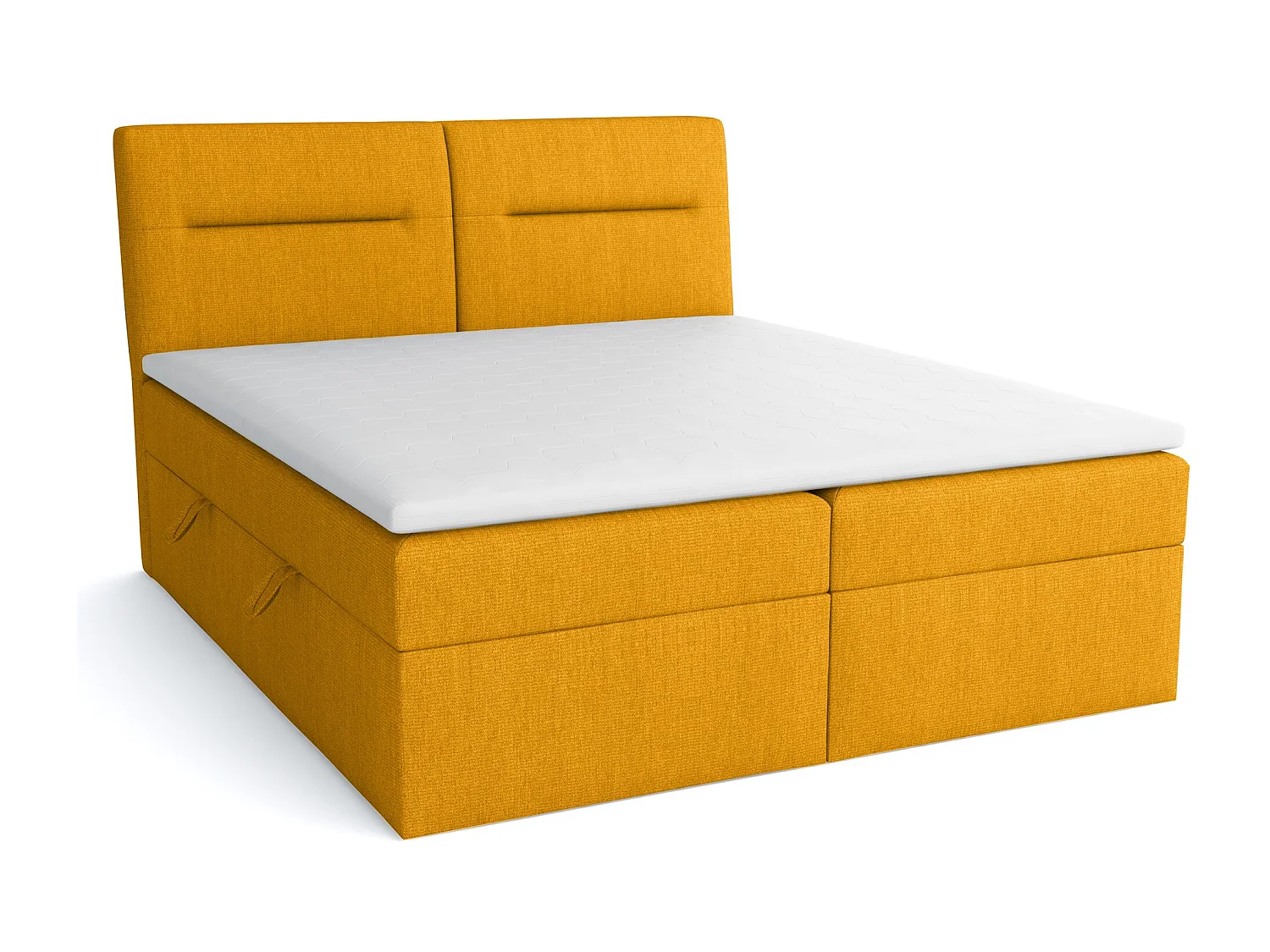 LE LIT BOXSPRING Moderno avec coffres de lit et surmatelas, en tissu Fancy 48 (jaune moutarde), 180x200 cm.