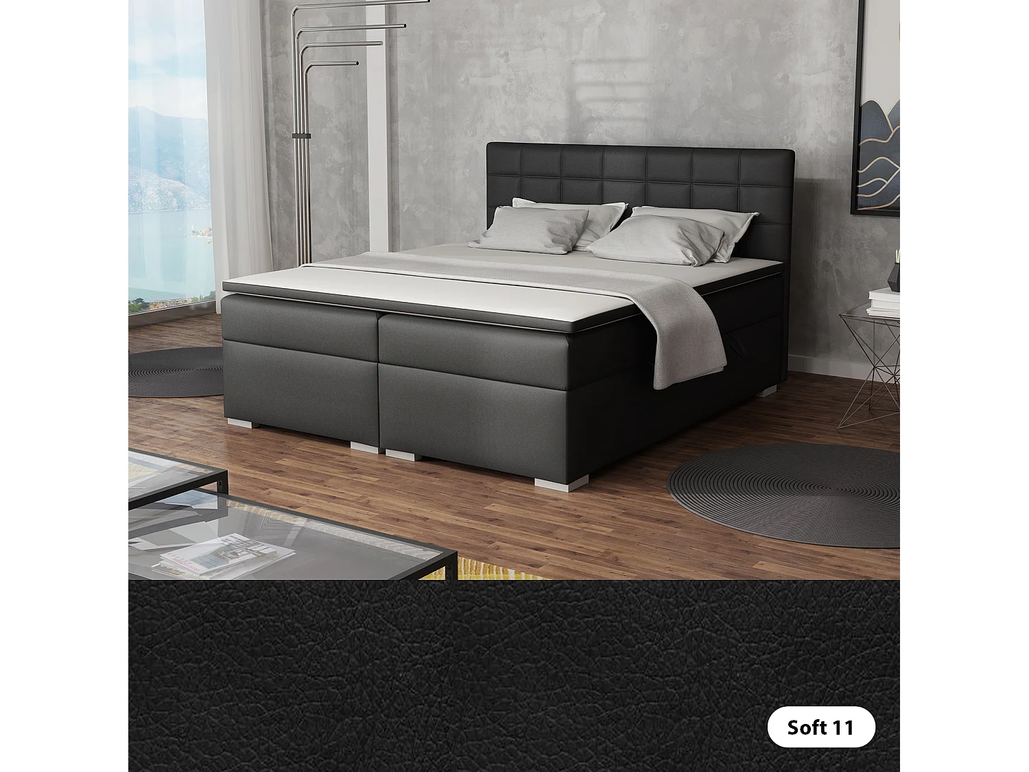 BOXSPRINGBETT mit Bettkästen Torland, 160x200 cm, Soft 11 (Schwarz)