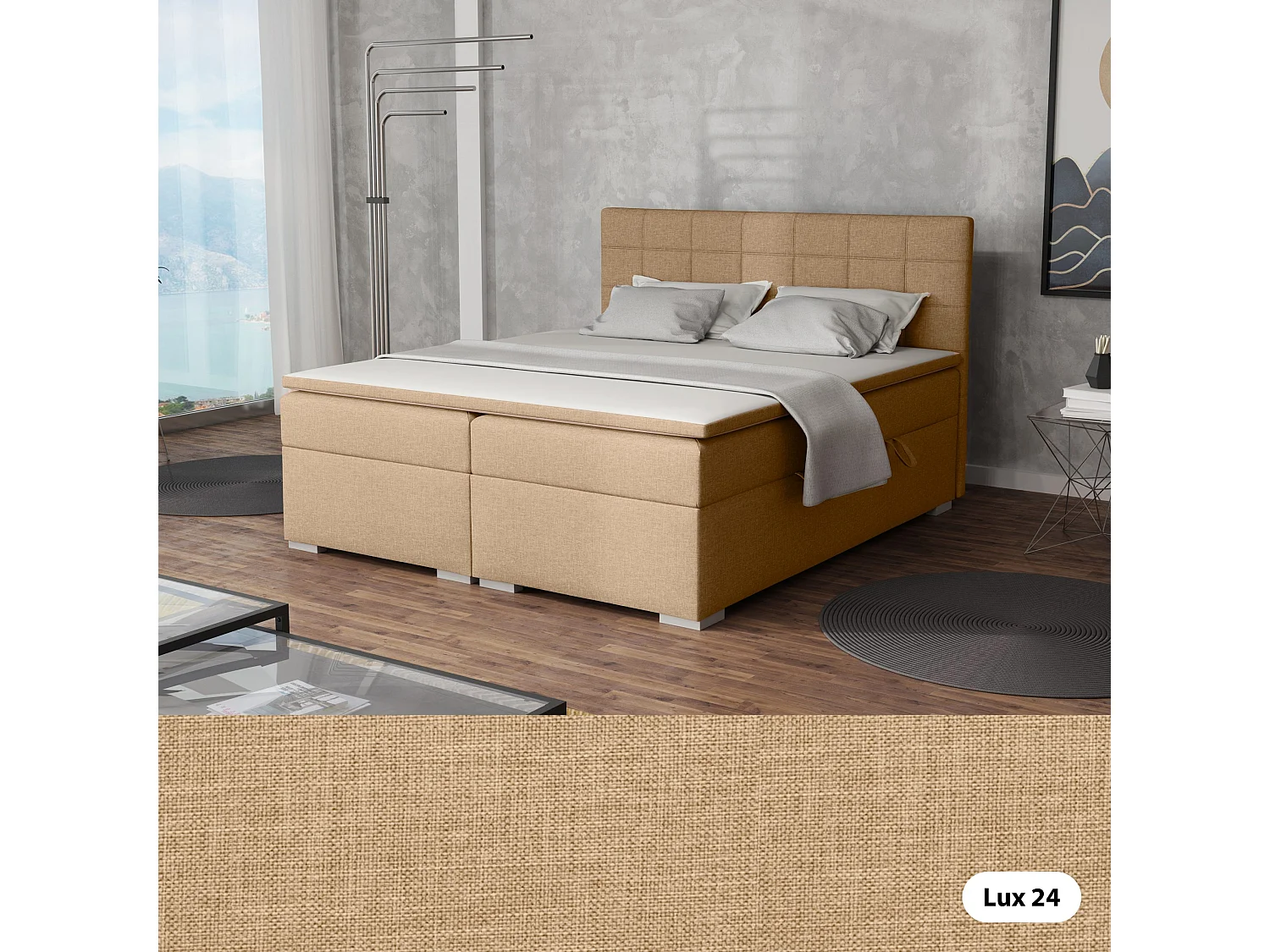 BOXSPRINGBETT mit Bettkästen Torland, 160x200 cm, Lux 24 (Goldbeige)