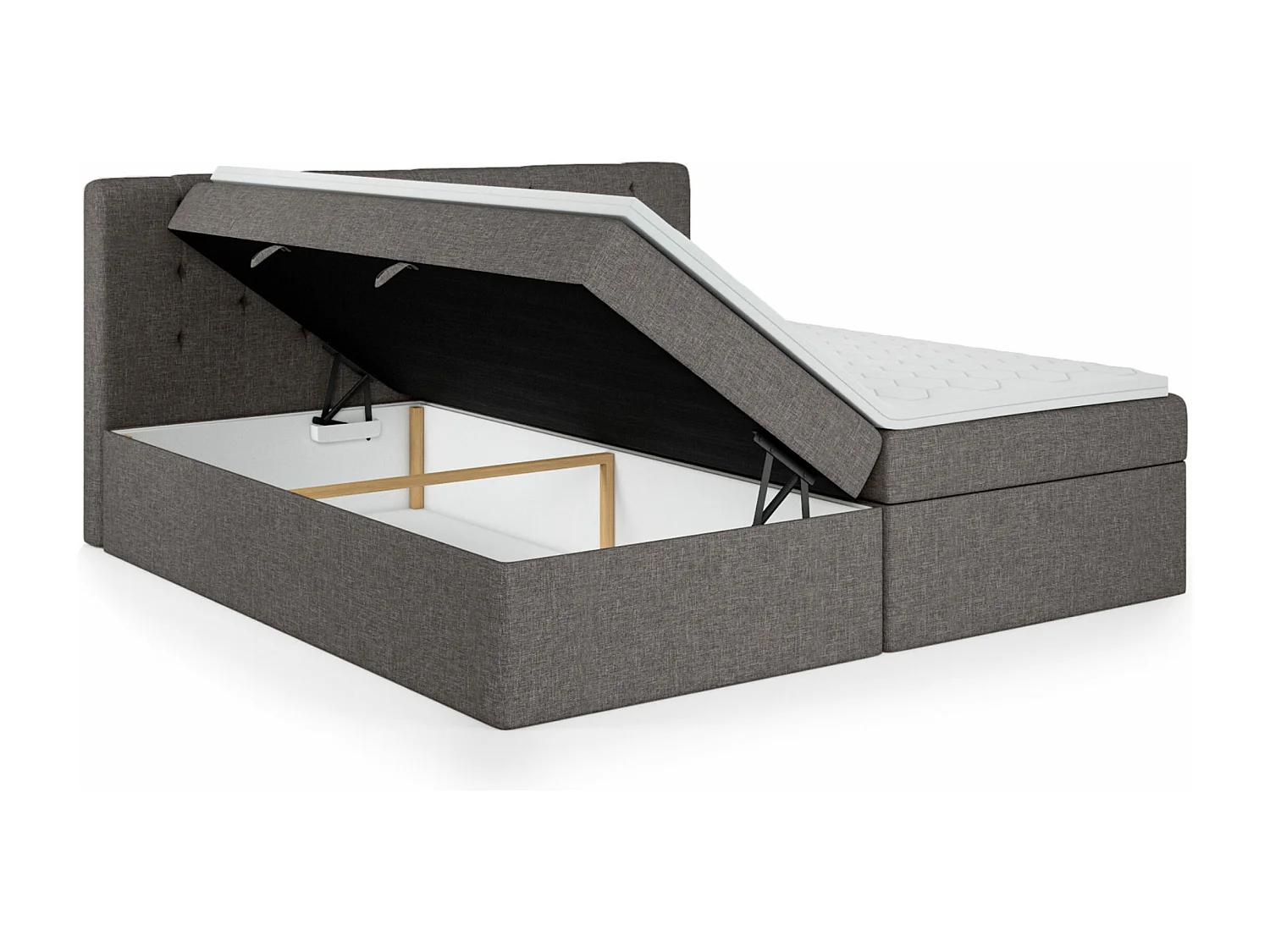 LIT BOXSPRING avec surmatelas Merano 140x200 cm, gris