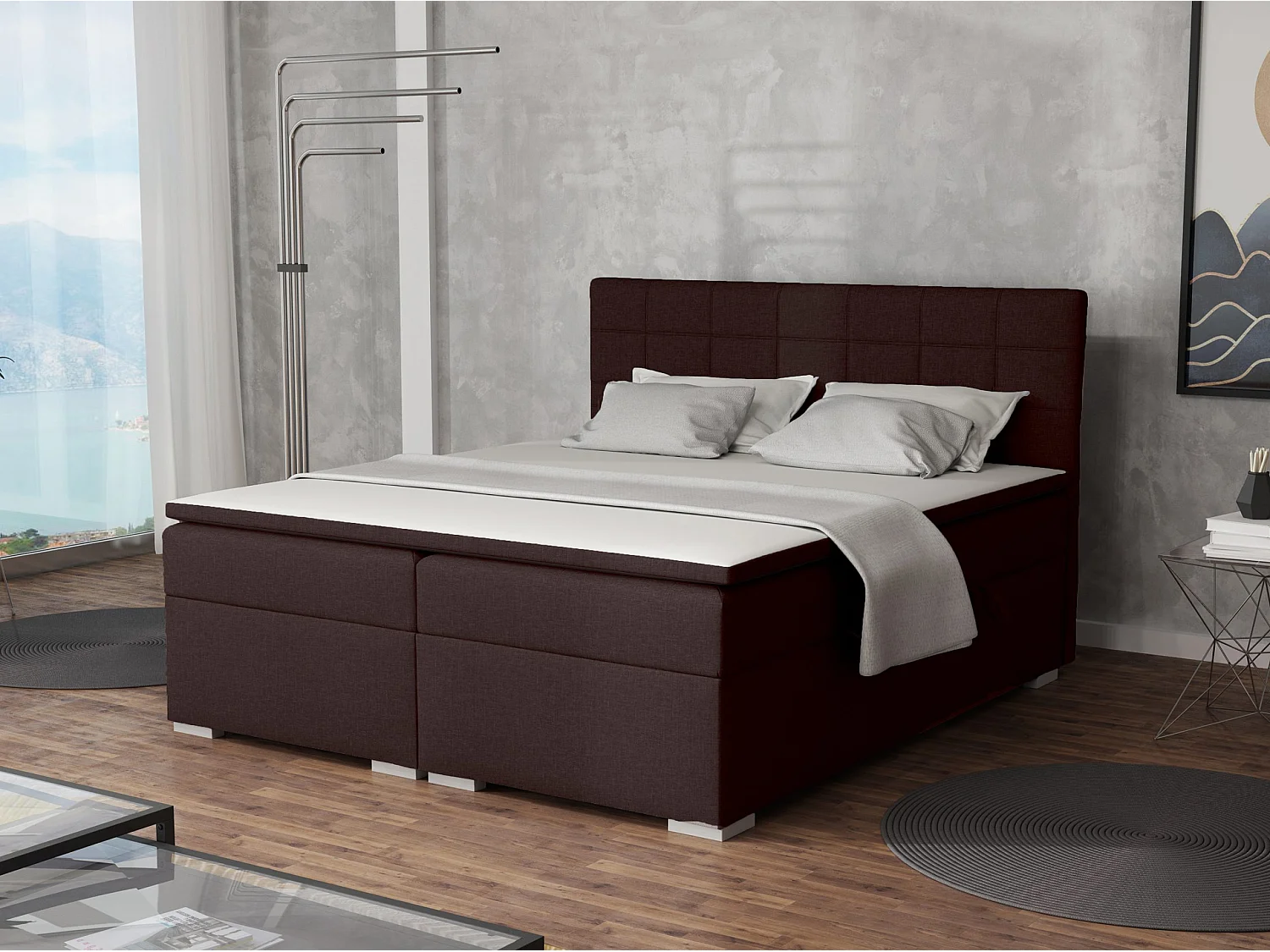 LIT BOXSPRING avec rangements pour la literie Torland, 160x200 cm, Lux 13 (Marron)