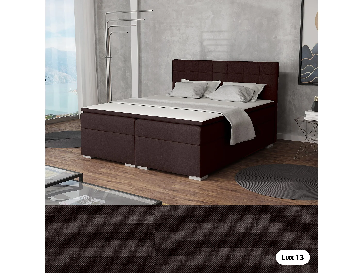 LIT BOXSPRING avec rangements pour la literie Torland, 160x200 cm, Lux 13 (Marron)