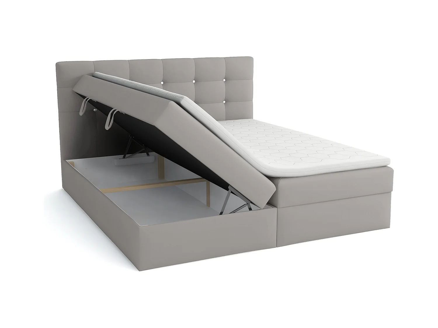LIT BOXSPRING avec surmatelas Elegante 160x200 cm, gris clair