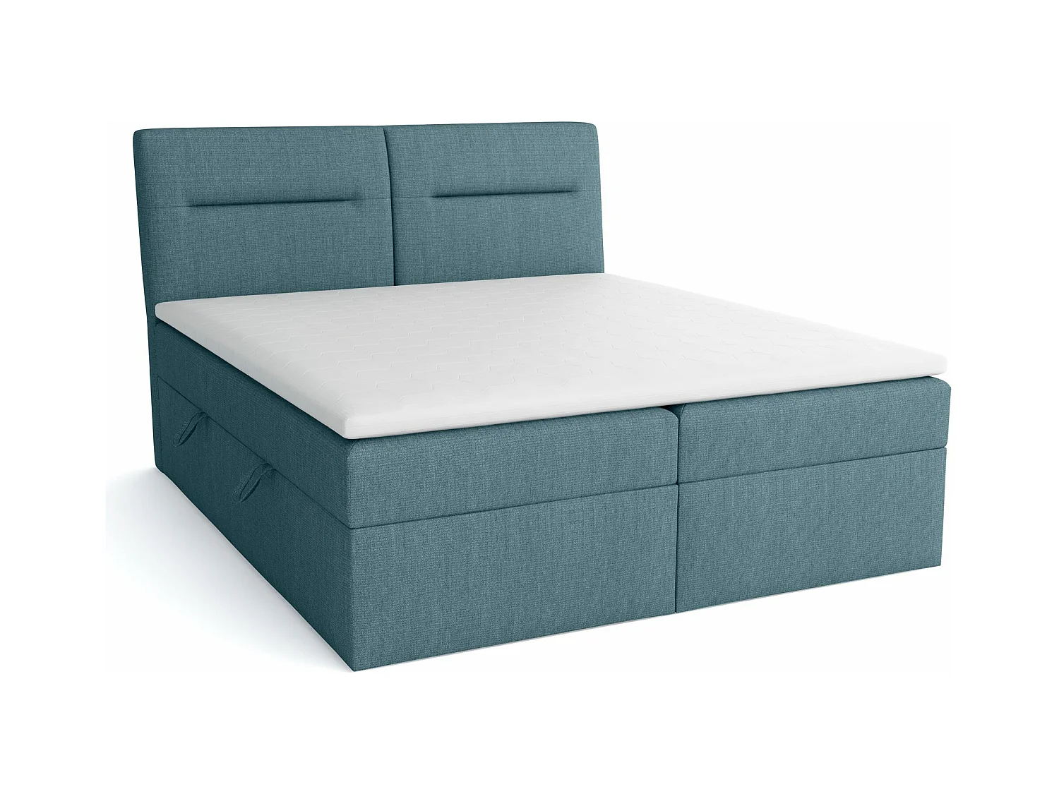 LE LIT BOXSPRING Moderno avec coffres de lit et surmatelas, en tissu Lux 30 (bleu-vert), 160x200 cm.