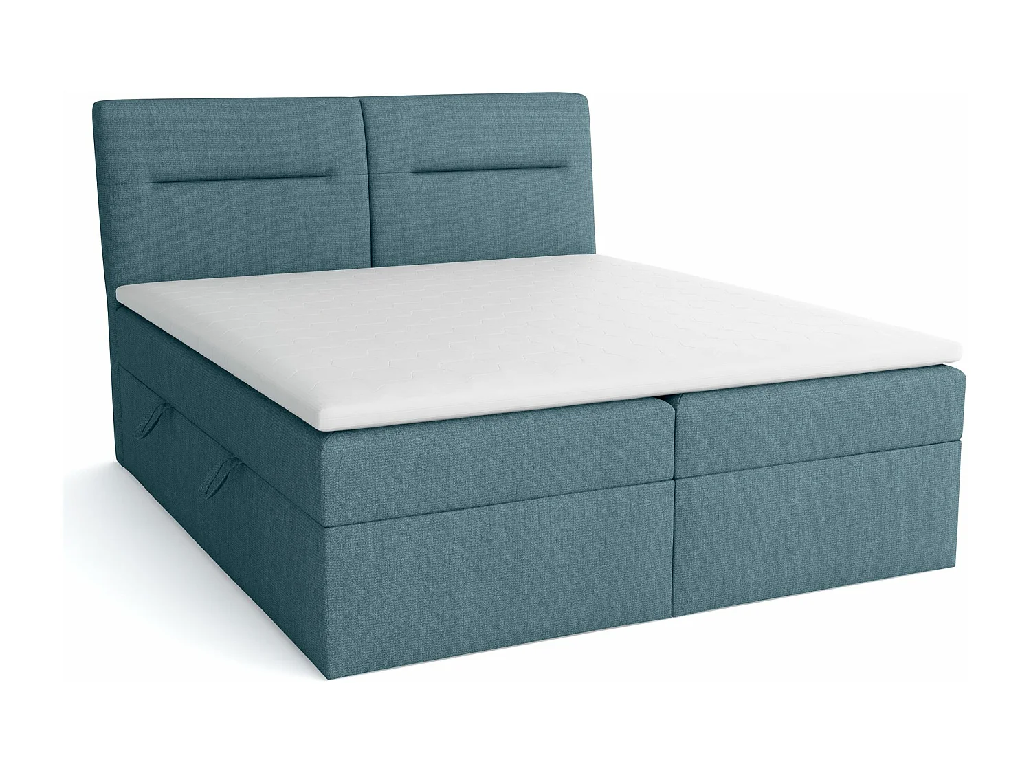LE LIT BOXSPRING Moderno avec coffres de lit et surmatelas, en tissu Lux 30 (bleu-vert), 160x200 cm.