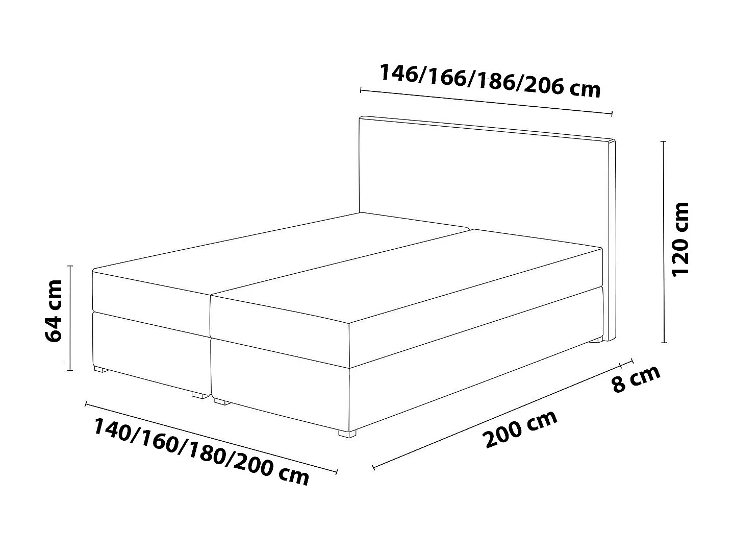 LE LIT BOXSPRING Moderno avec coffres de lit et surmatelas, en tissu Lux 30 (bleu-vert), 160x200 cm.