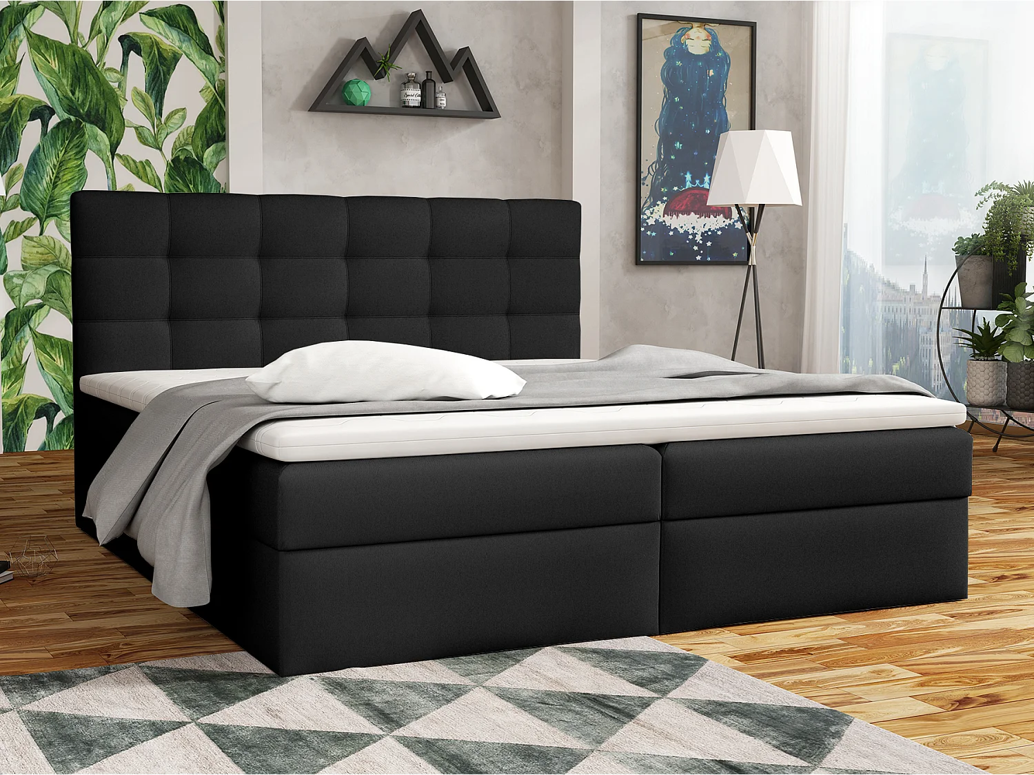 BOXSPRINGBETT mit Bettkästen Glame 160x200 cm, Soft 11 (Schwarz)