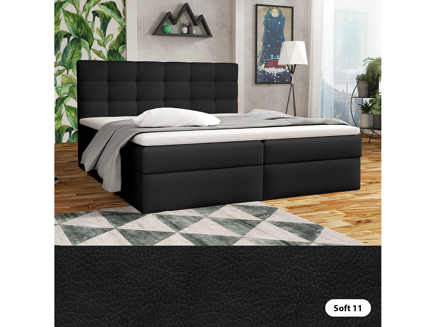 BOXSPRINGBETT mit Bettkästen Glame 160x200 cm, Soft 11 (Schwarz)