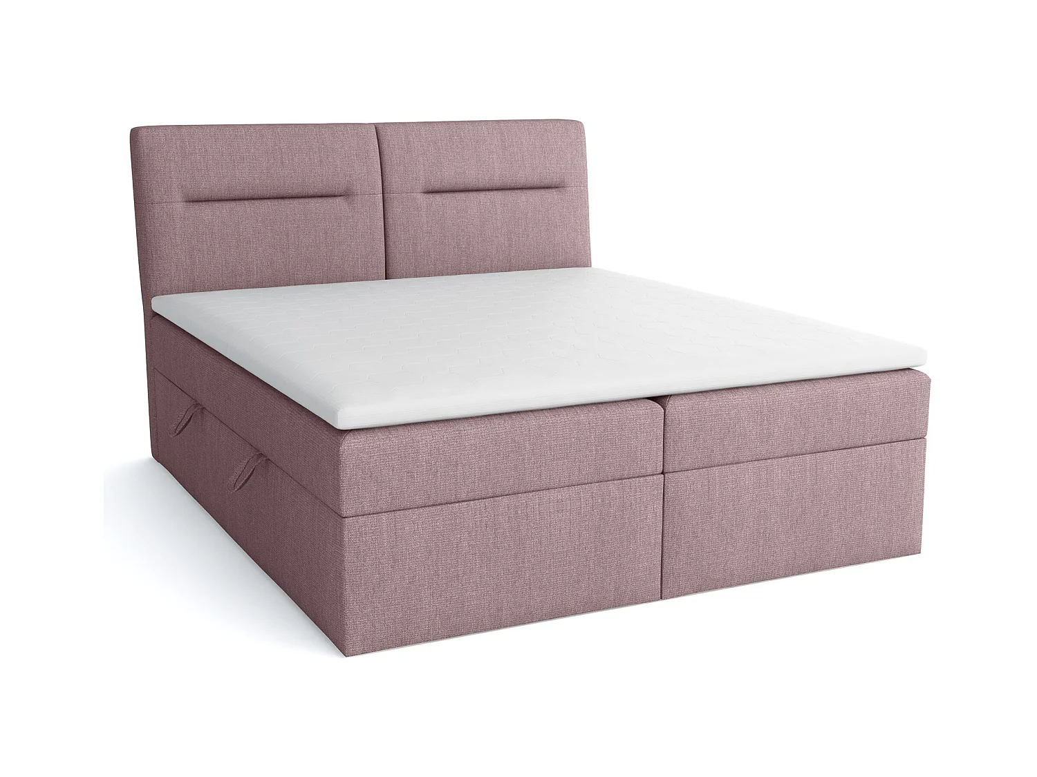 LE LIT BOXSPRING Moderno avec coffres de lit et surmatelas, en tissu Soro 65 (violet sale), 160x200 cm.