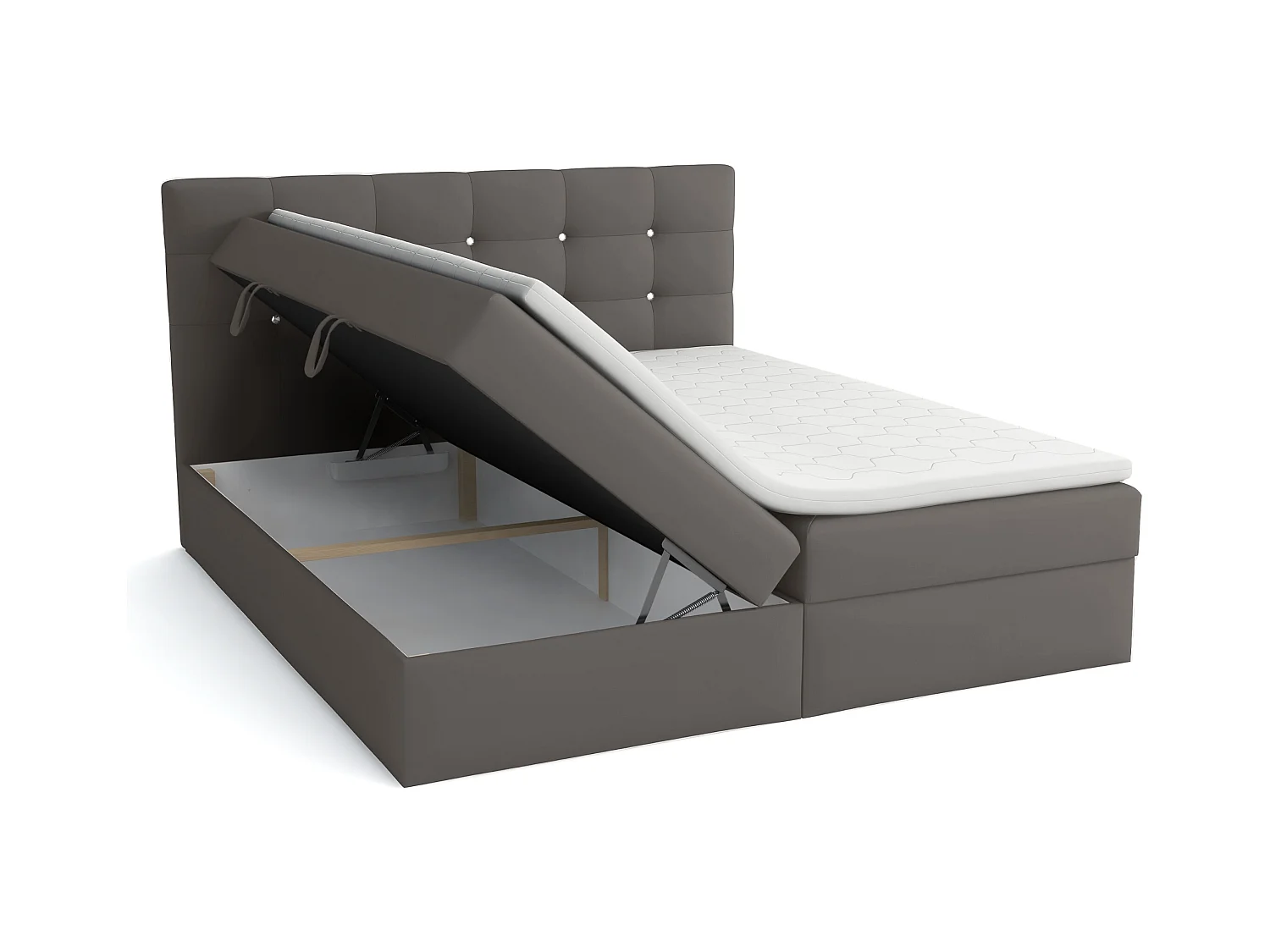 LIT BOXSPRING avec surmatelas Elegante 140x200 cm, gris