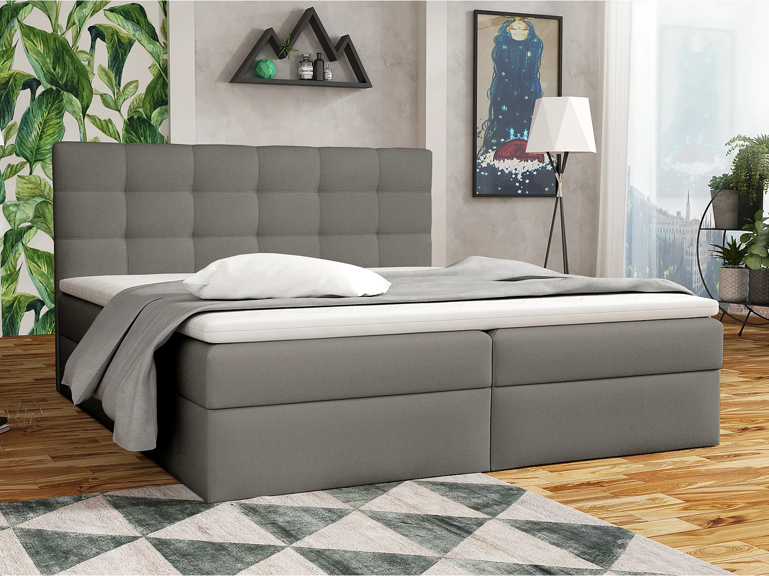 LIT BOXSPRING avec coffre de lit Glame 160x200 cm, Soft 29 (Gris)
