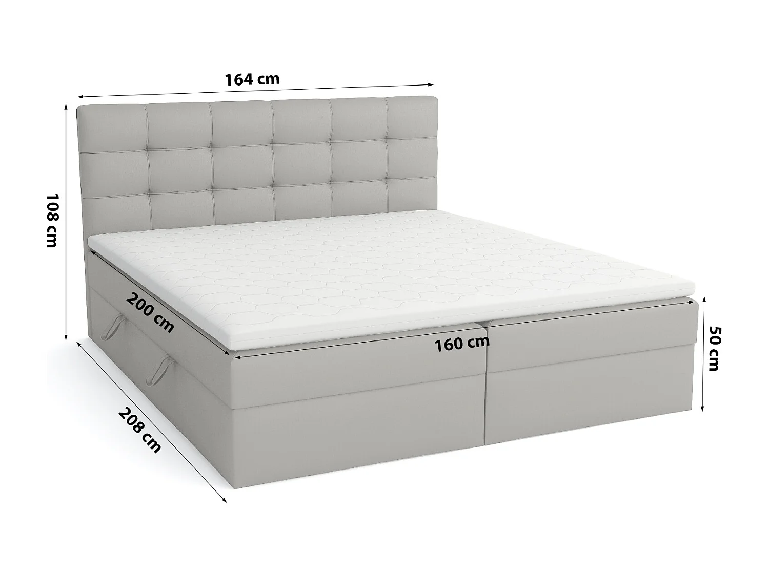 LIT BOXSPRING avec coffre de lit Glame 160x200 cm, Soft 29 (Gris)