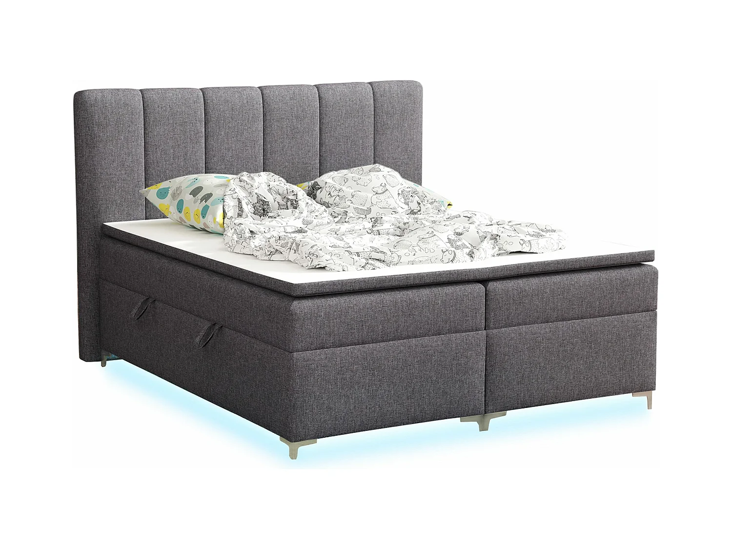 BOXSPRINGBETT mit Topper Avanti LED 200x200 cm, Lux 06 (Grau)