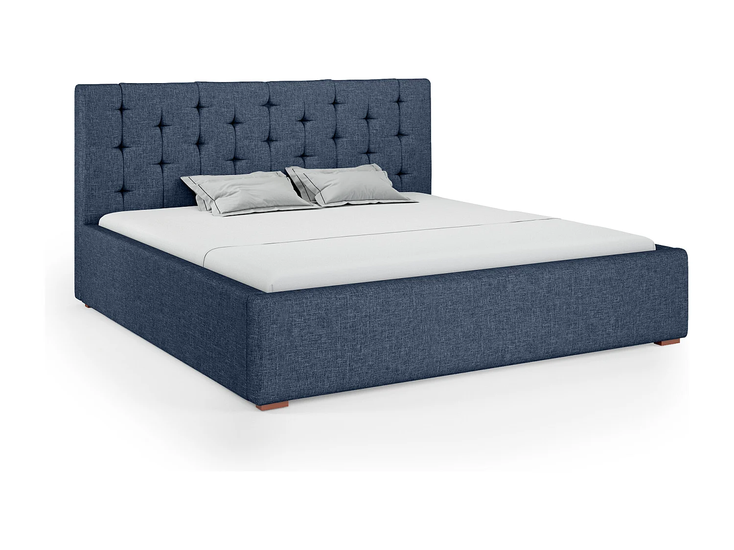 LIT TAPISSÉ avec coffre de rangement Alice avec matelas 160x200 cm, Sawana 80 (Bleu foncé)