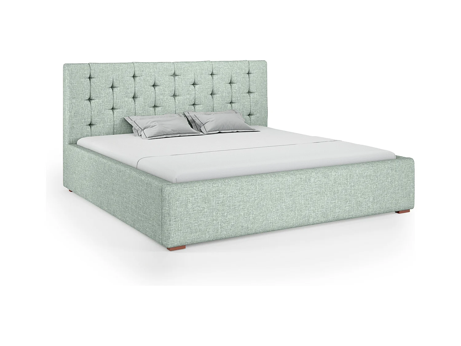 LIT TAPISSÉ avec coffre de rangement Alice avec matelas 160x200 cm, Orinoco 72 (Vert menthe)