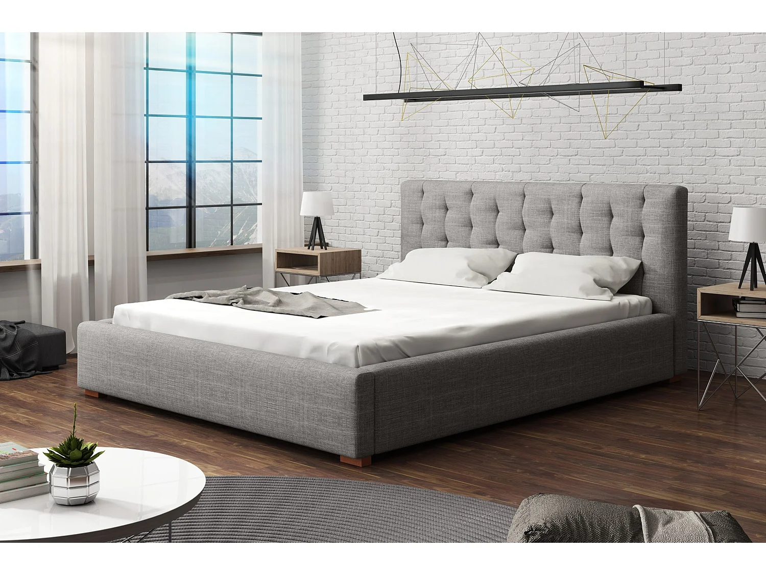 LIT TAPISSÉ avec coffre de rangement Alice 120x200 cm, Lux 5 (Gris clair)