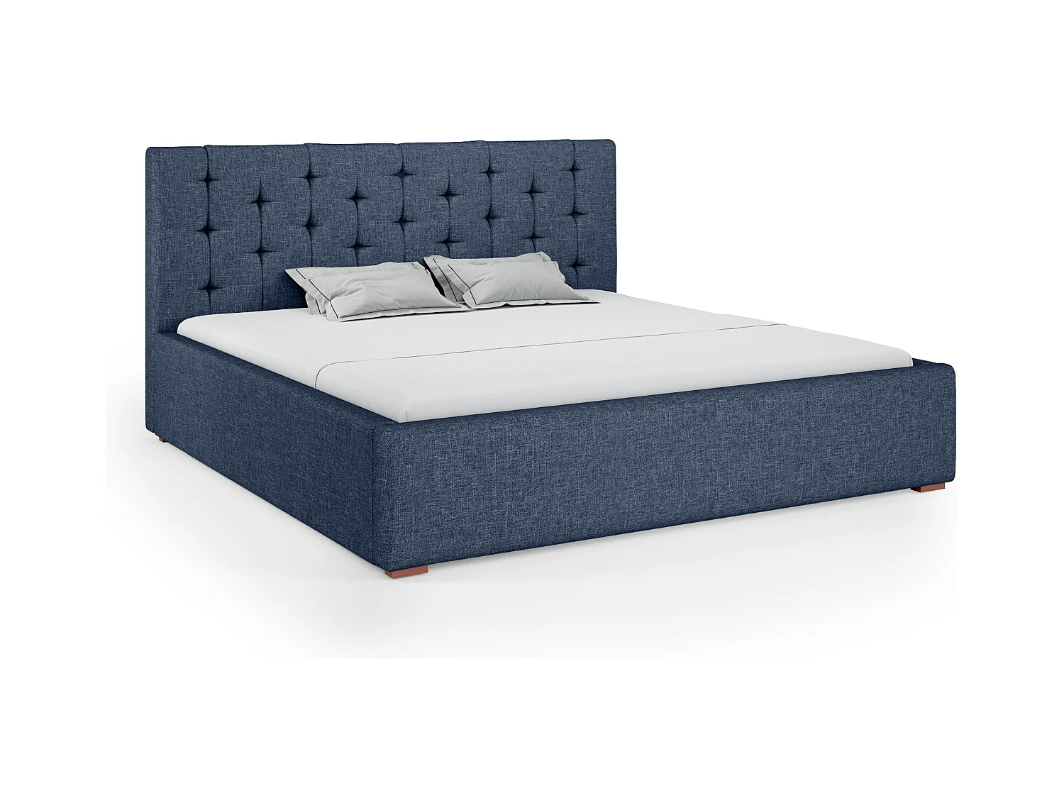 LIT TAPISSÉ avec coffre de rangement Alice avec matelas 140x200 cm, Sawana 80 (Bleu foncé)