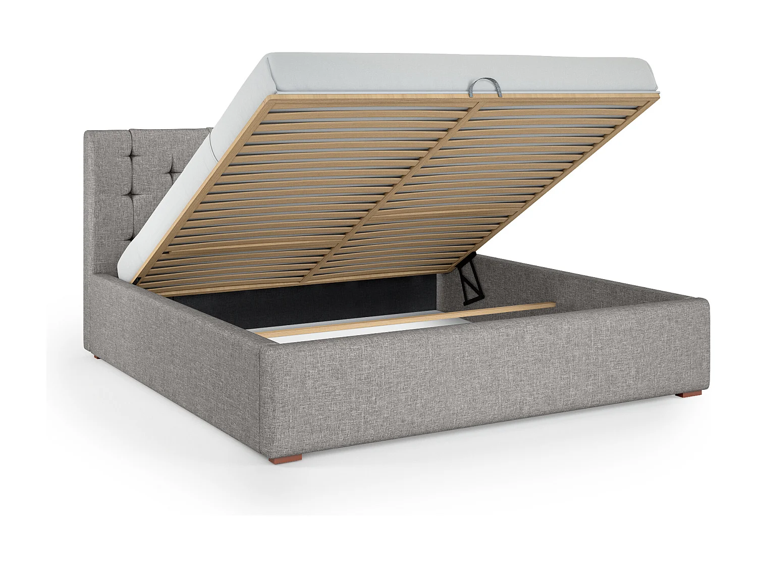 LIT TAPISSÉ avec coffre de rangement Alice avec matelas 140x200 cm, Lux 5 (Gris clair)