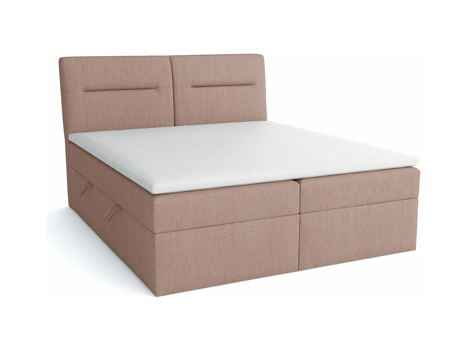 LE LIT BOXSPRING Moderno avec coffres de lit et surmatelas, en tissu Fancy 11 (beige-rose), 160x200 cm.