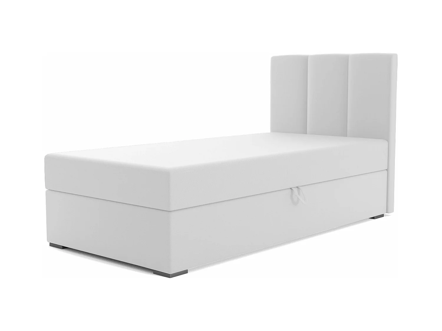LIT BOXSPRING avec coffre de rangement Monaco Mini Basic côté droit, 90x200 cm, Soft 17 (Blanc)