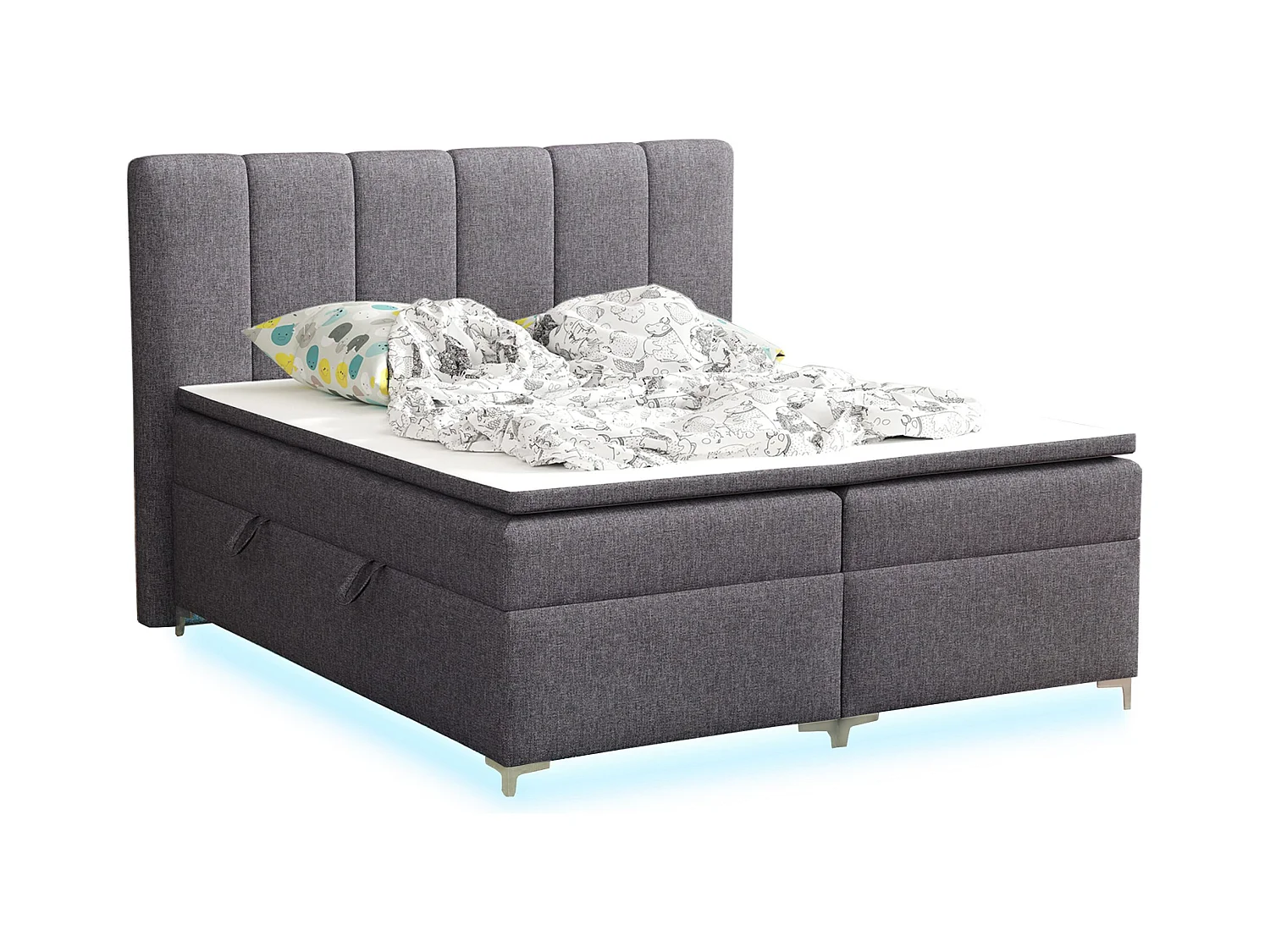 BOXSPRINGBETT mit Topper Avanti LED 180x200 cm, Lux 06 (Grau)