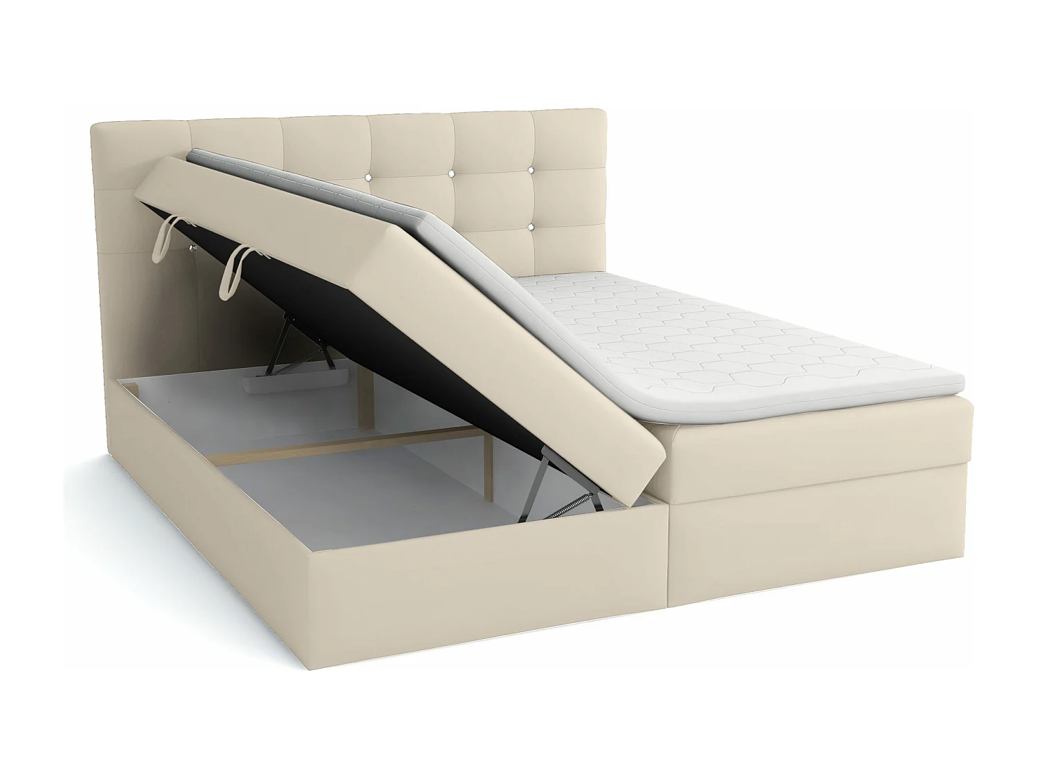 LIT BOXSPRING avec surmatelas Elegante 140x200 cm, écru