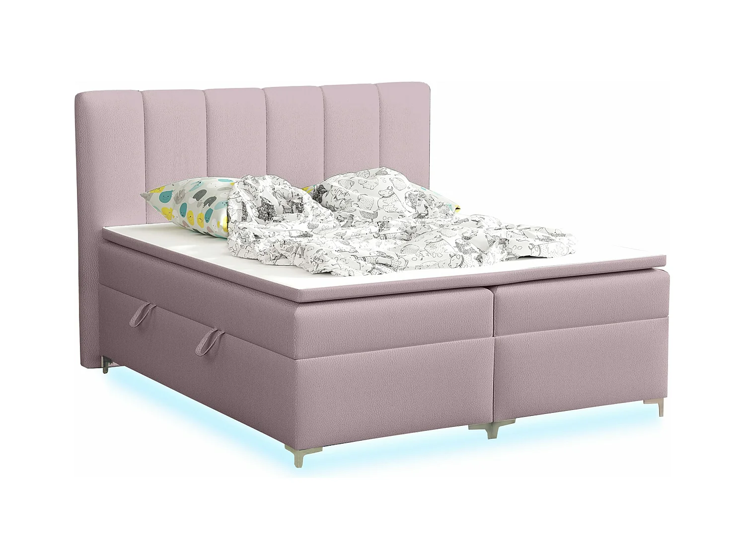 BOXSPRINGBETT mit Topper Avanti LED 200x200 cm, Jasmine 62 (Violett)