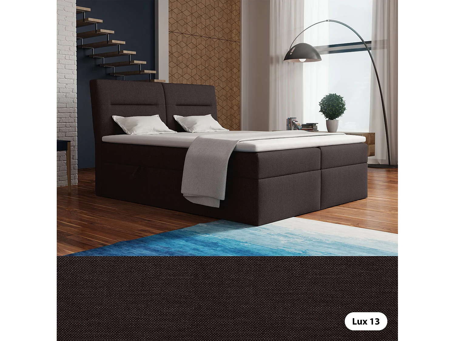 BOXSPRINGBETT mit Bettkästen und Topper Moderno 160x200 cm, Lux 13 (Dunkelbraun)