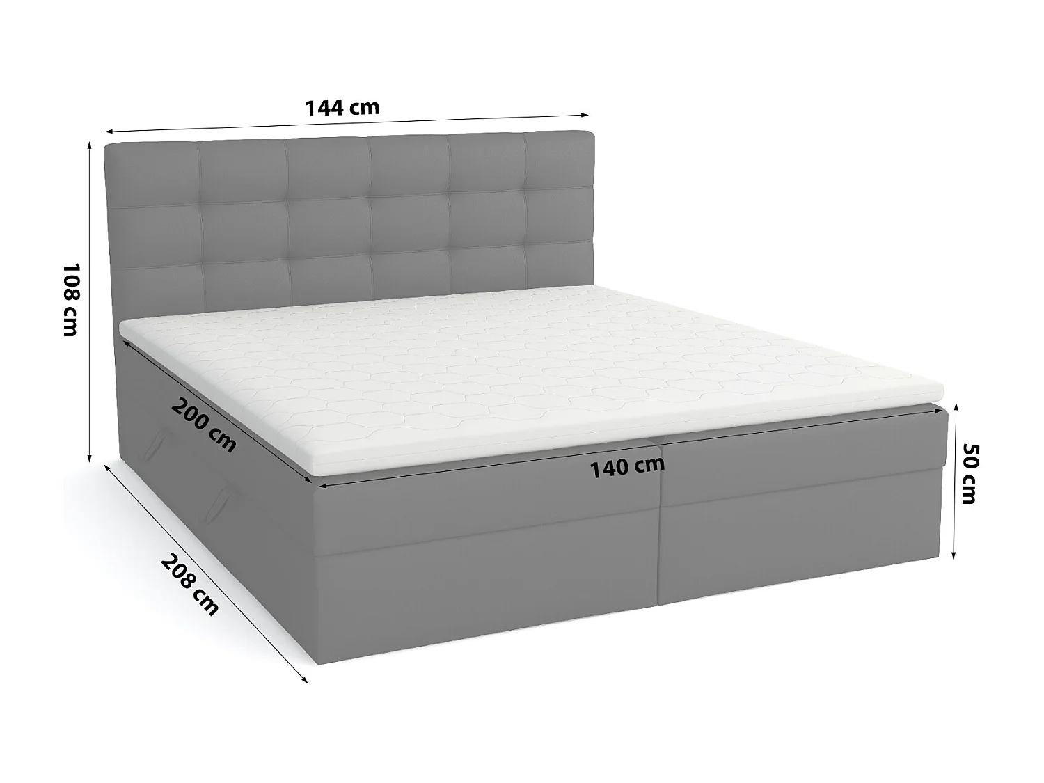 LIT BOXSPRING avec coffre de lit Glame 140x200 cm, Lux 23 (Noir)