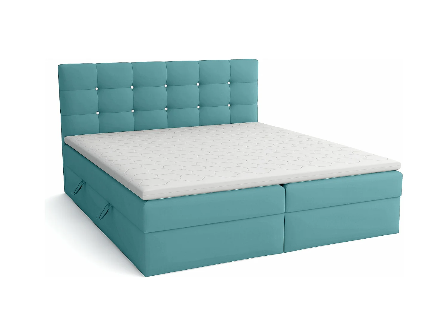 LIT BOXSPRING avec surmatelas Elegante 160x200 cm, turquoise