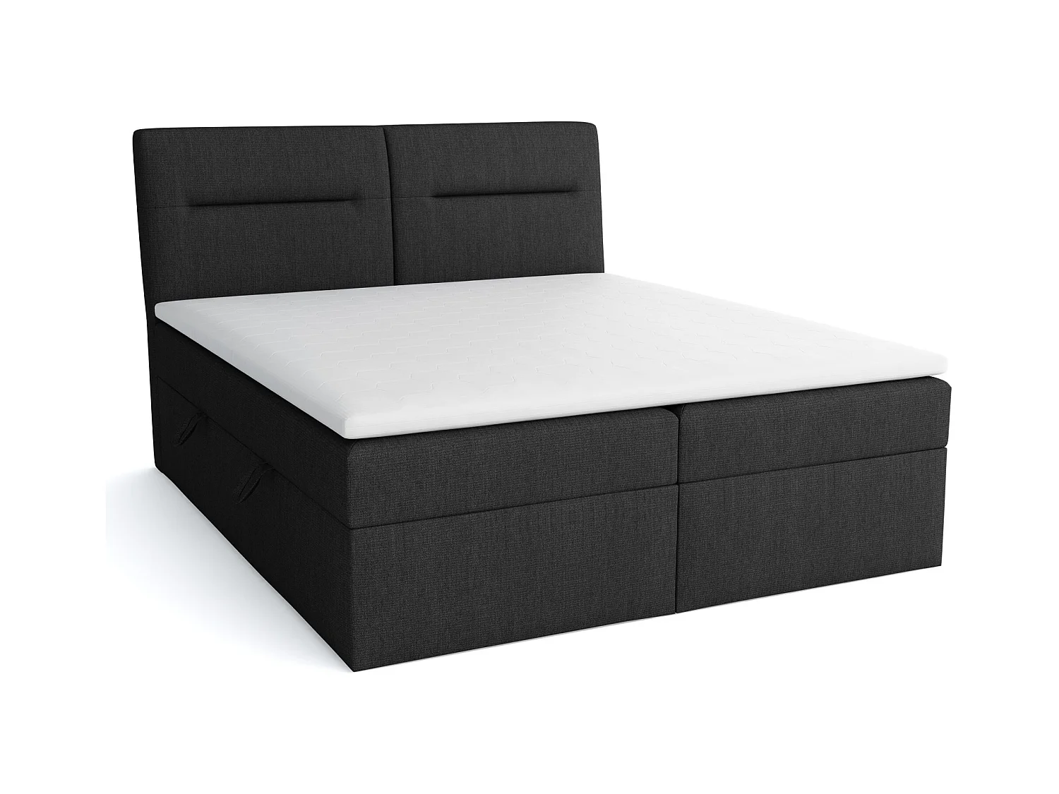 LE LIT BOXSPRING Moderno avec coffres de lit et surmatelas, en tissu Lux 23 (noir), 160x200 cm.