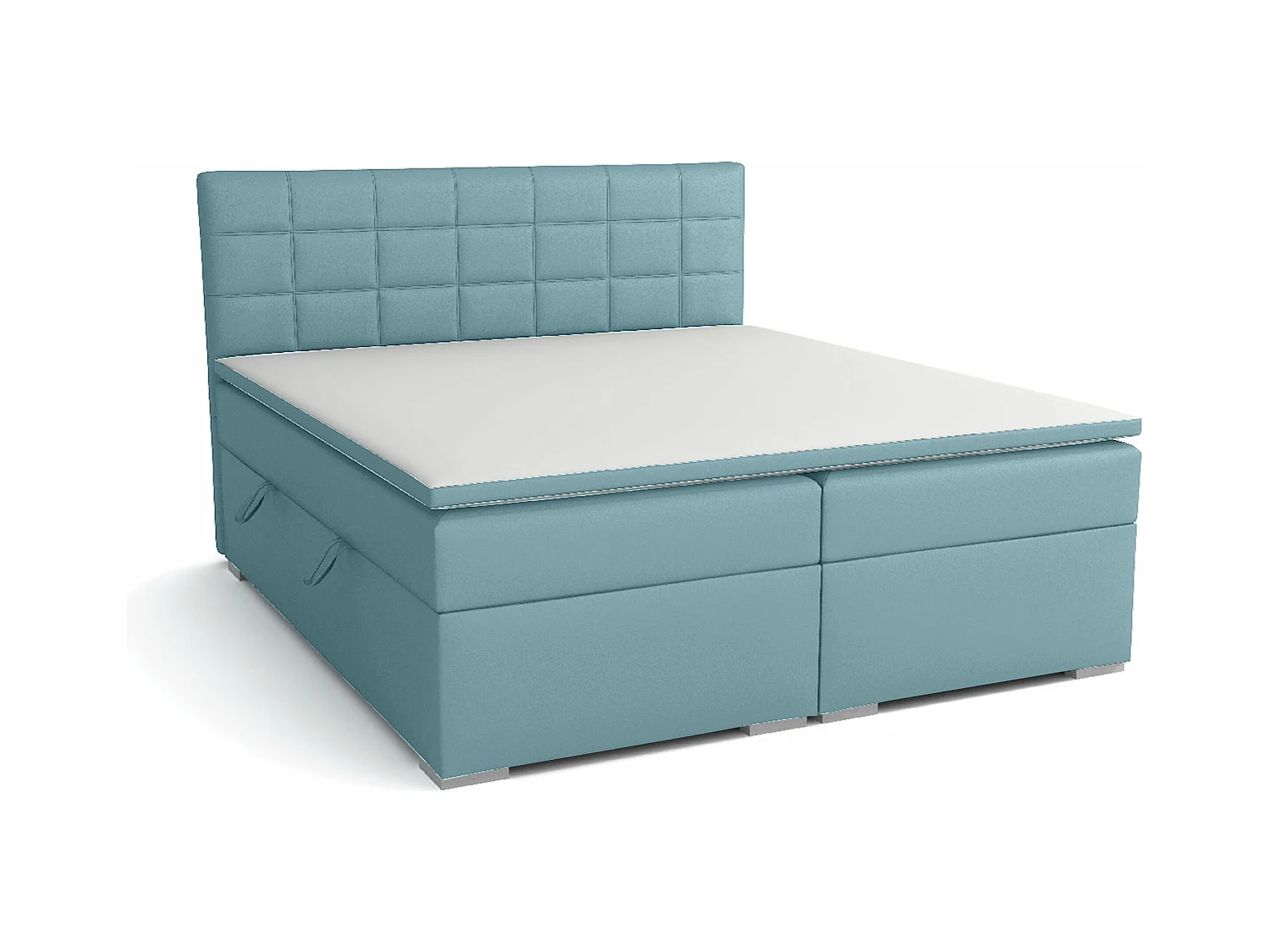 LIT BOXSPRING avec rangements pour la literie Torland, 200x200 cm, Soft 8 (Bleu ciel)