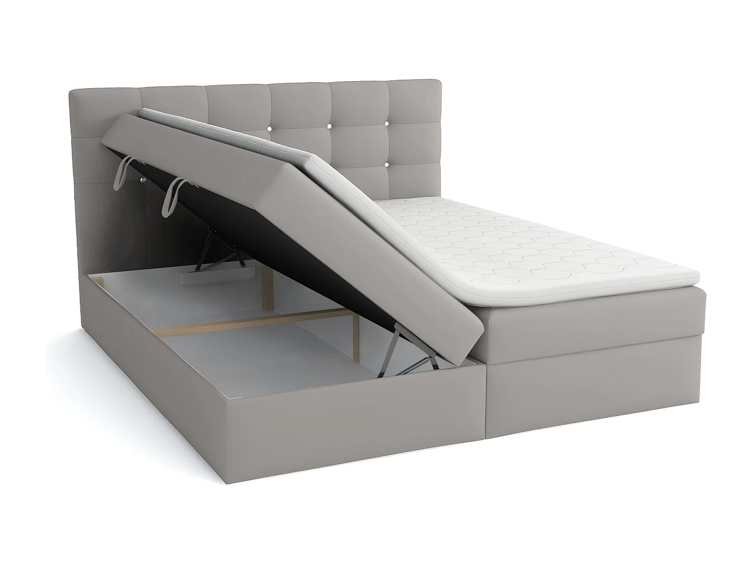 LIT BOXSPRING avec surmatelas Elegante 140x200 cm, gris clair