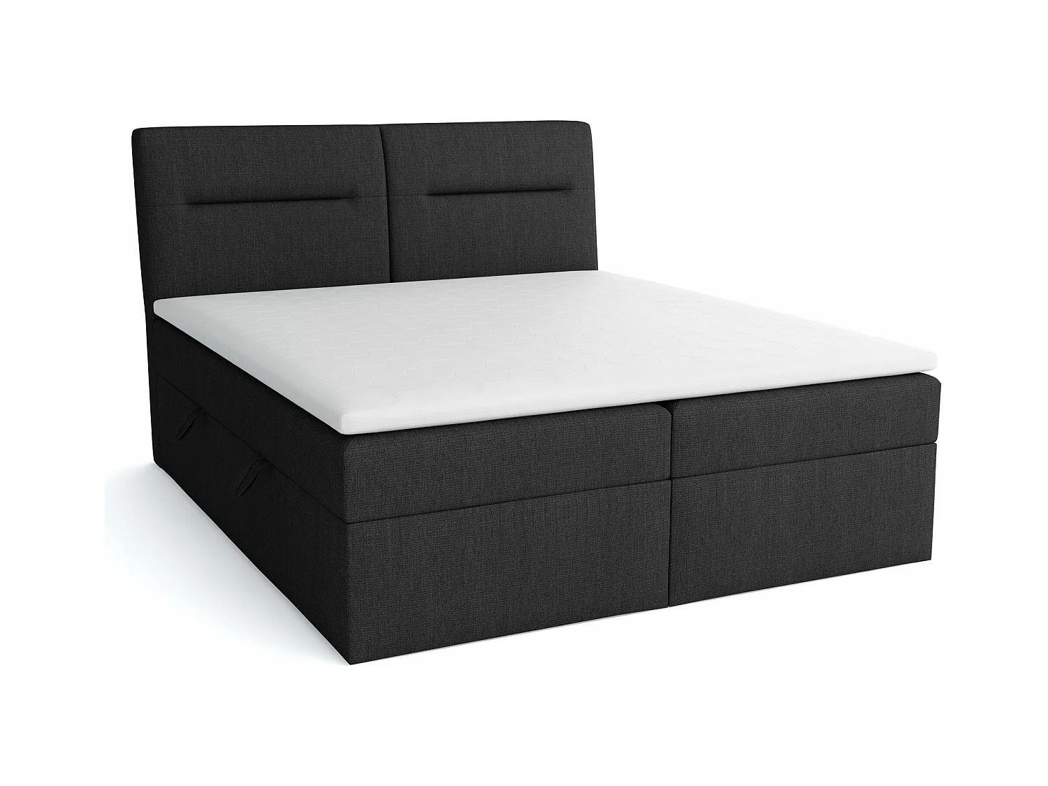 LE LIT BOXSPRING Moderno avec coffres de lit et surmatelas, en tissu Lux 23 (noir), 140x200 cm.