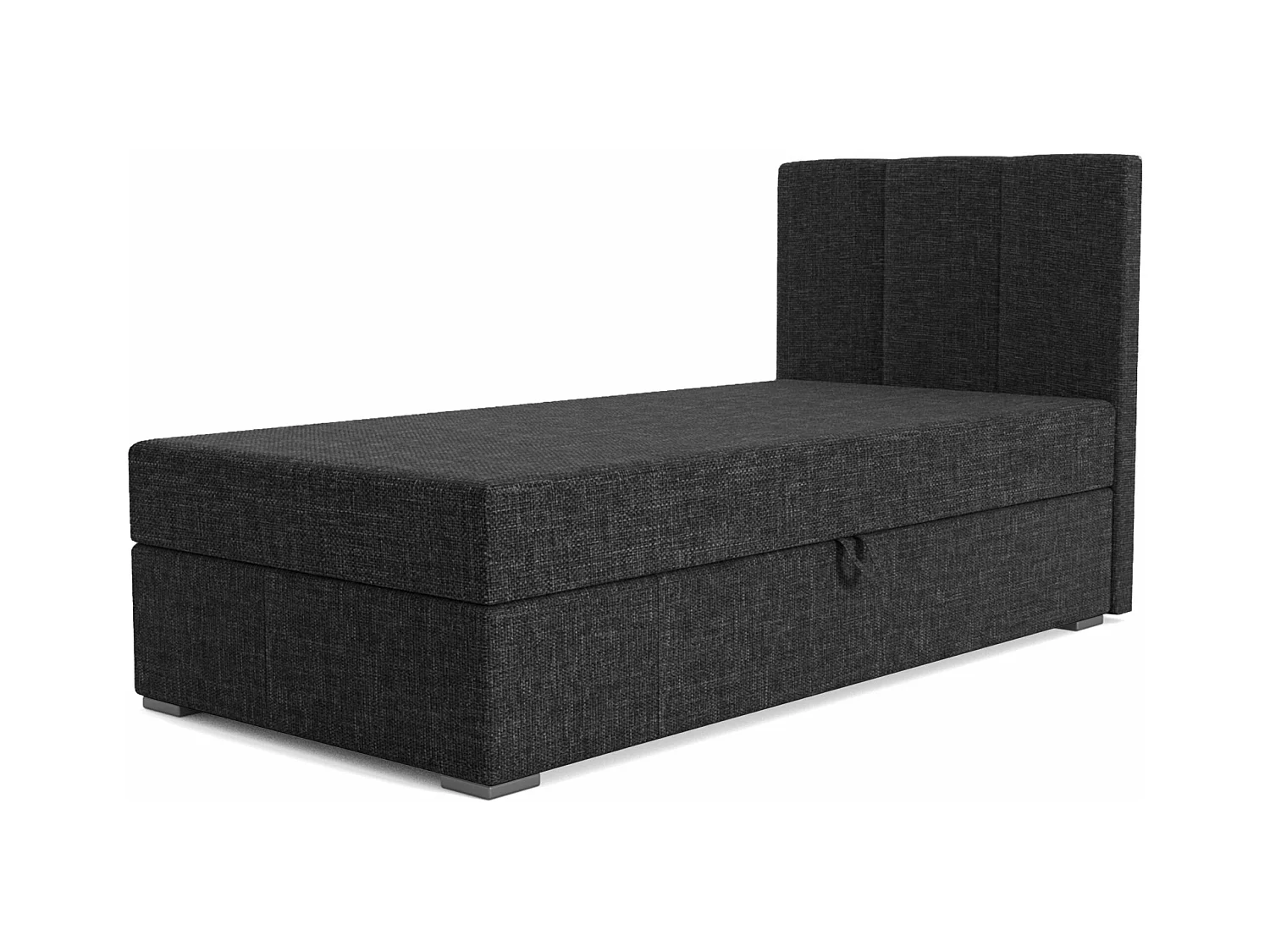 BOXSPRINGBETT mit Bettkasten Monaco Mini Basic Seite Rechts, 90x200 cm, Lux 23 (Schwarz)