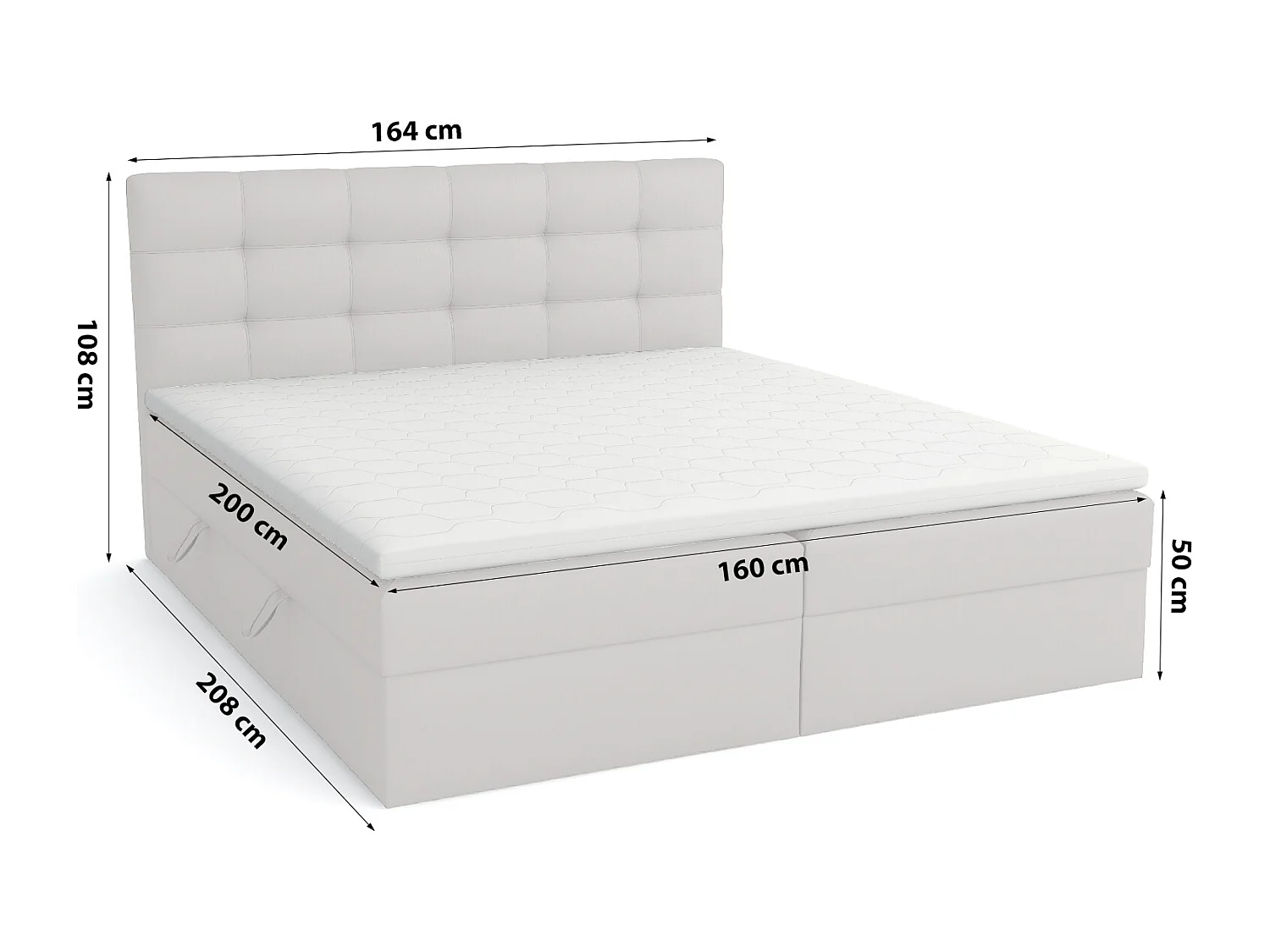 BOXSPRINGBETT mit Bettkästen Glame 160x200 cm, Orinoco 21 (Lichtgrau)