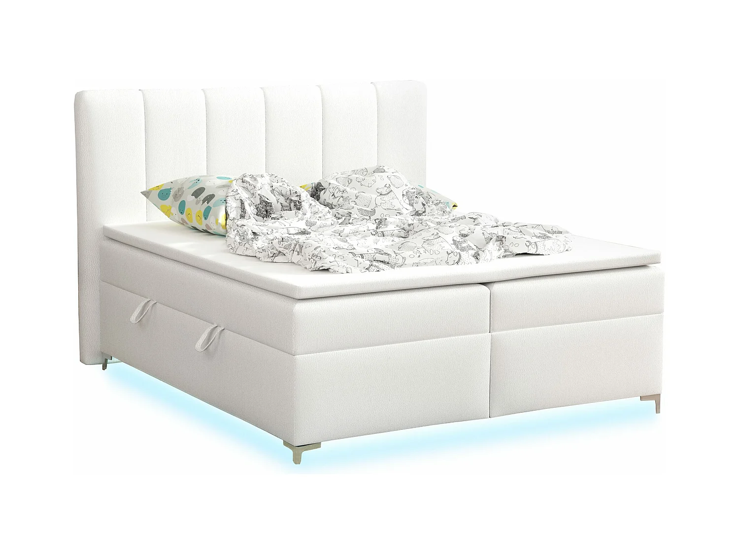 BOXSPRINGBETT mit Topper Avanti LED 160x200 cm, Jasmine 20 (Weiss)