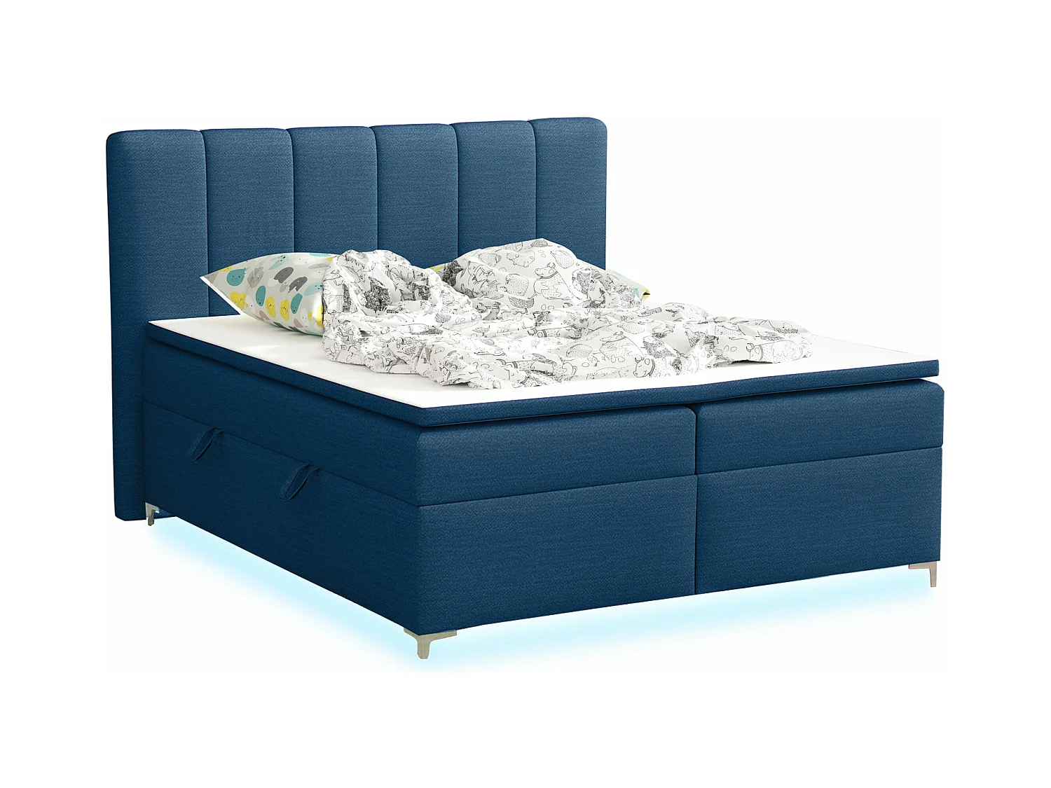 BOXSPRINGBETT mit Topper Avanti LED 160x200 cm, Orinoco 80 (Tiefblau)