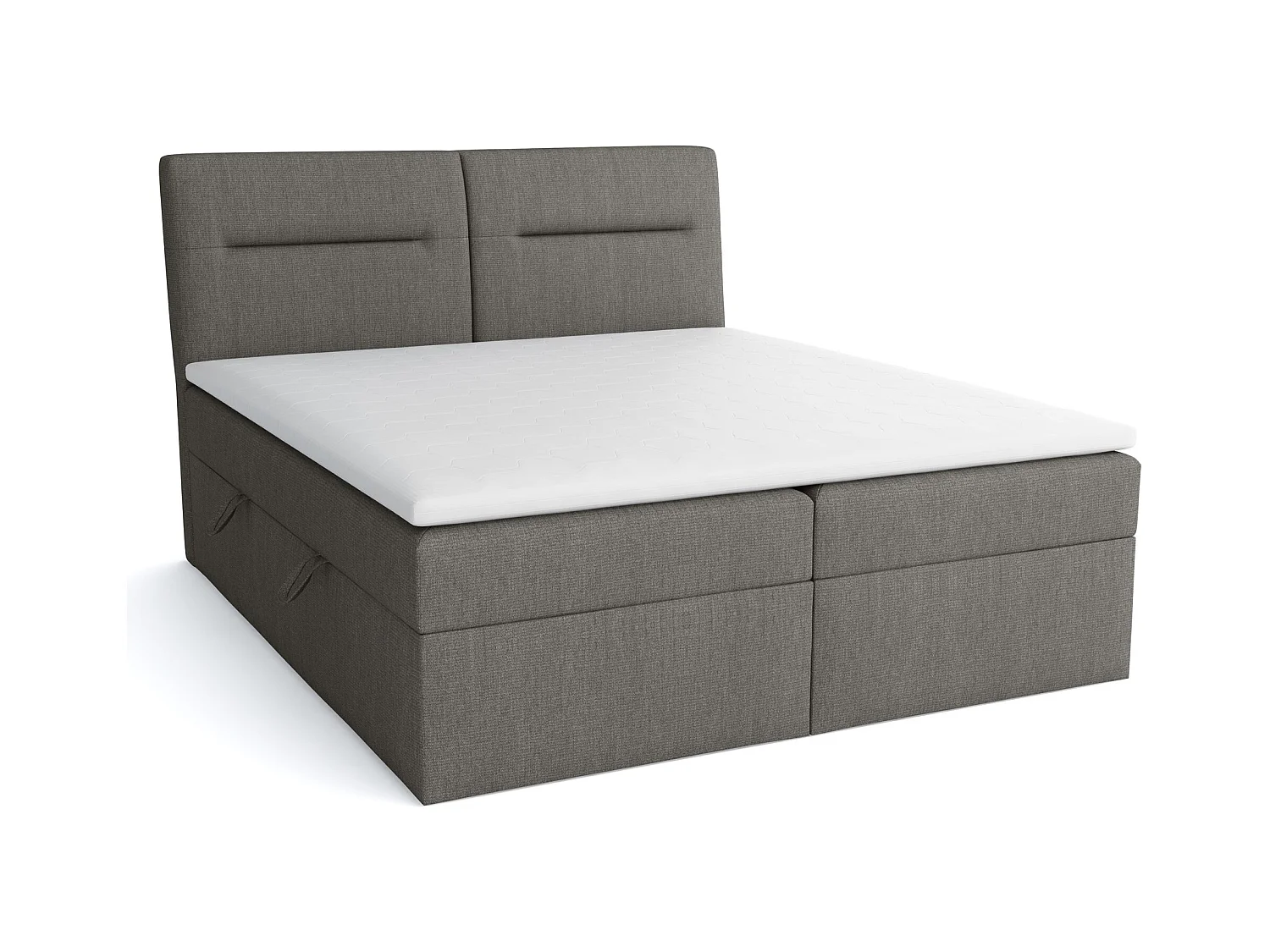 LE LIT BOXSPRING Moderno avec coffres de lit et surmatelas, en tissu Soro 91 (gris ombre), 160x200 cm.