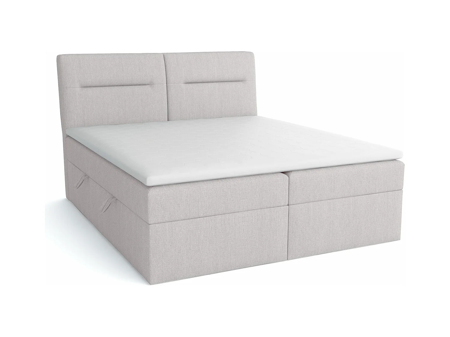 LE LIT BOXSPRING Moderno avec coffres de lit et surmatelas, en tissu Soro 83 (gris clair), 160x200 cm.
