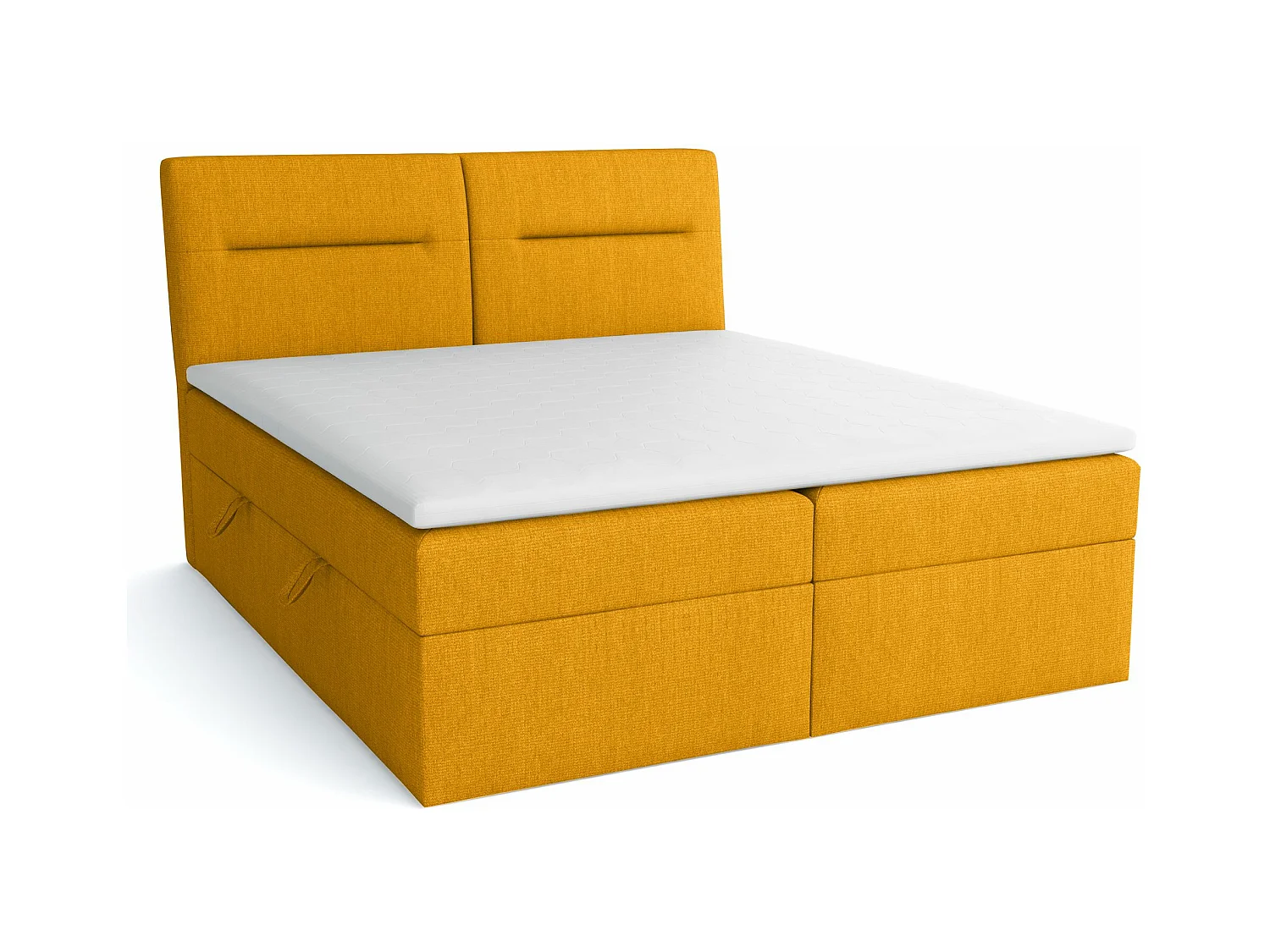 LE LIT BOXSPRING Moderno avec coffres de lit et surmatelas, en tissu Fancy 48 (jaune moutarde), 160x200 cm.