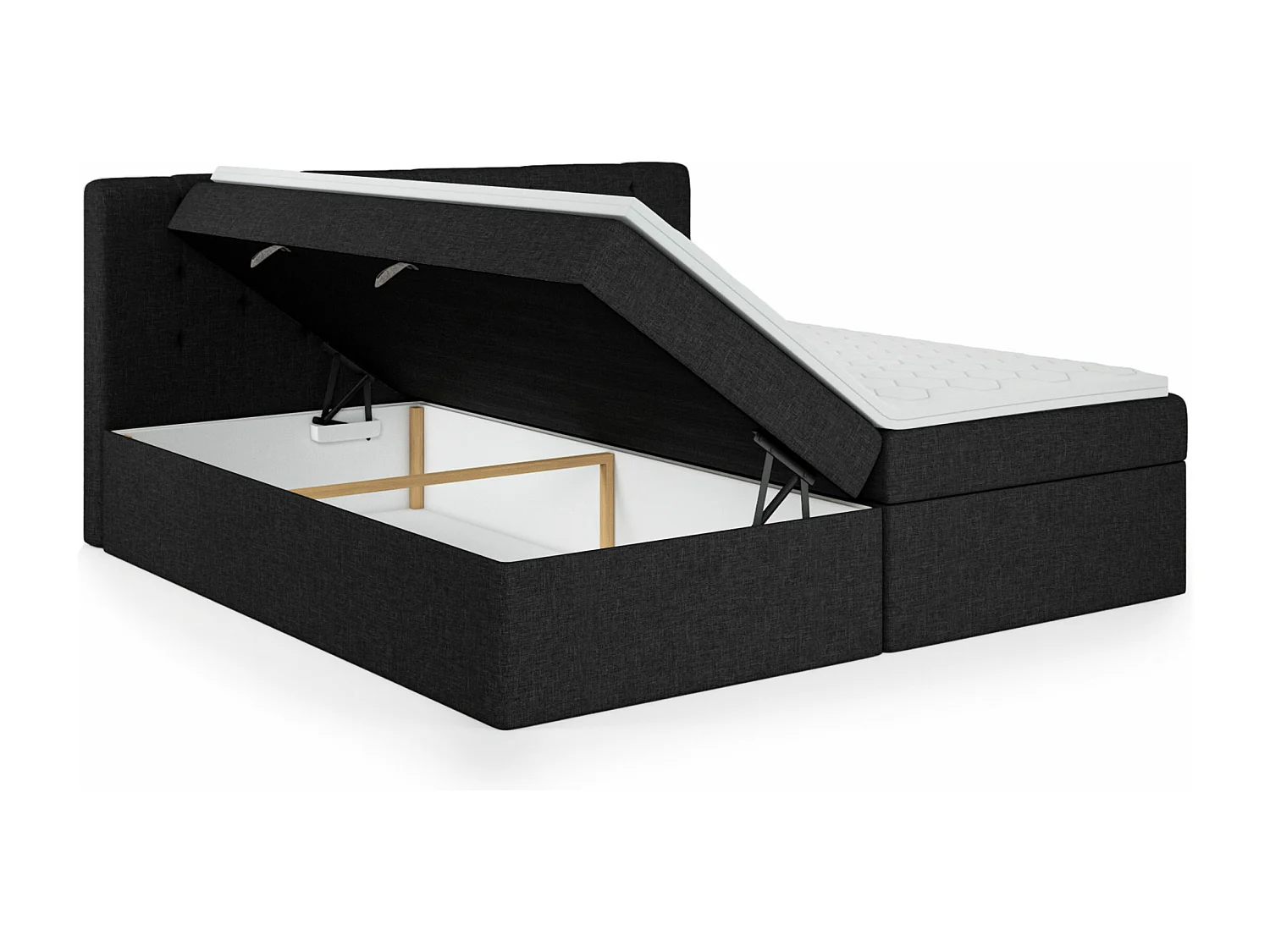 LIT BOXSPRING avec surmatelas Merano 200x200 cm, noir