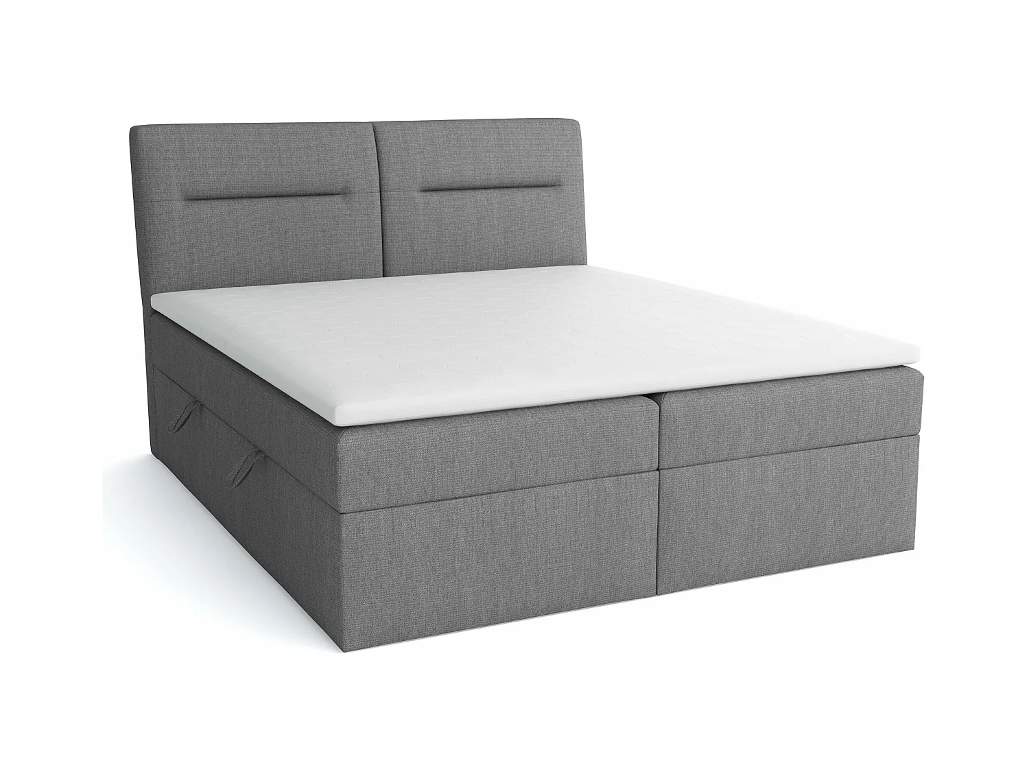 LE LIT BOXSPRING Moderno avec coffres de lit et surmatelas, en tissu Soro 93 (gris colombe), 160x200 cm.