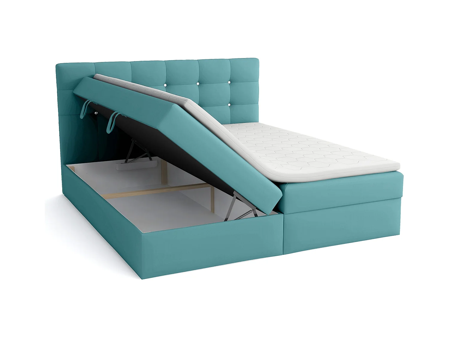 LIT BOXSPRING avec surmatelas Elegante 180x200 cm, turquoise