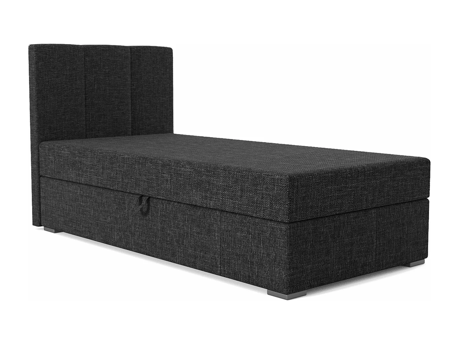 LIT BOXSPRING avec coffre de rangement Monaco Mini Basic côté gauche, 90x200 cm, Lux 23 (Noir)